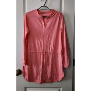 Coolibar Dress Women Coral Long Sleeve Drawstring V Neck UPF Casual Beach Size S